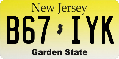 NJ license plate B67IYK