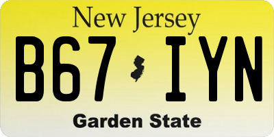 NJ license plate B67IYN