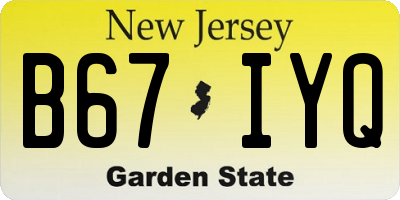 NJ license plate B67IYQ