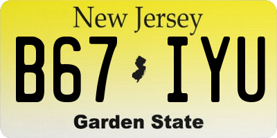 NJ license plate B67IYU