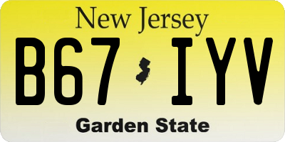 NJ license plate B67IYV