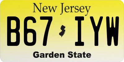 NJ license plate B67IYW