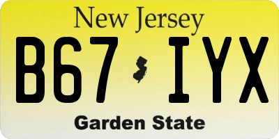 NJ license plate B67IYX