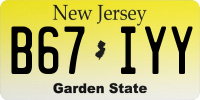 NJ license plate B67IYY