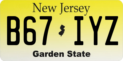 NJ license plate B67IYZ