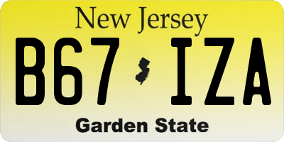 NJ license plate B67IZA