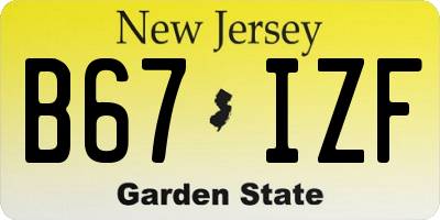 NJ license plate B67IZF