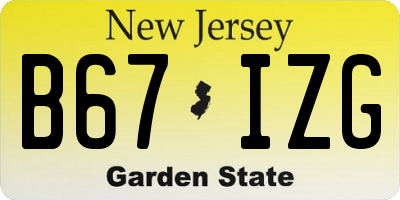 NJ license plate B67IZG