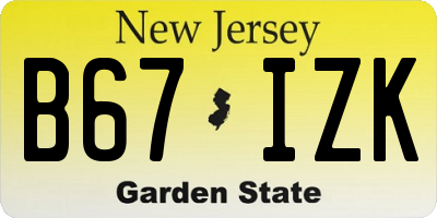 NJ license plate B67IZK