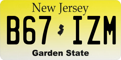 NJ license plate B67IZM