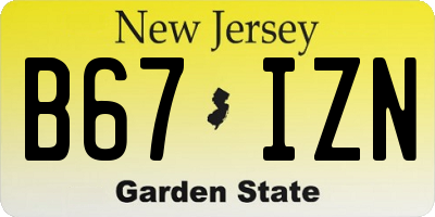 NJ license plate B67IZN