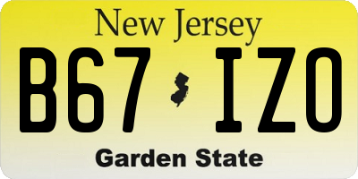 NJ license plate B67IZO