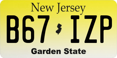 NJ license plate B67IZP