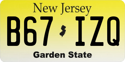 NJ license plate B67IZQ