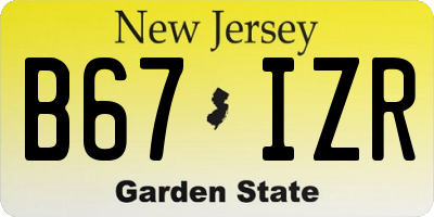 NJ license plate B67IZR