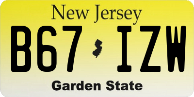 NJ license plate B67IZW