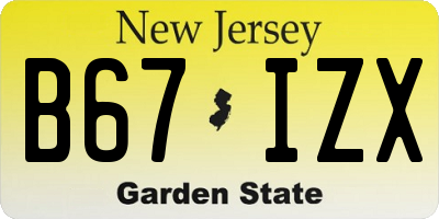 NJ license plate B67IZX