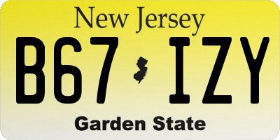 NJ license plate B67IZY