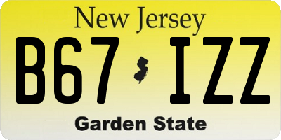 NJ license plate B67IZZ