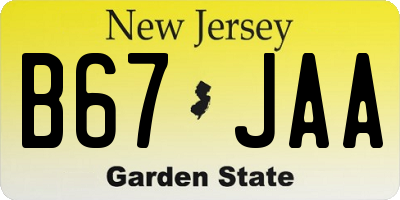 NJ license plate B67JAA
