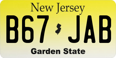NJ license plate B67JAB