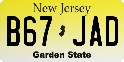 NJ license plate B67JAD