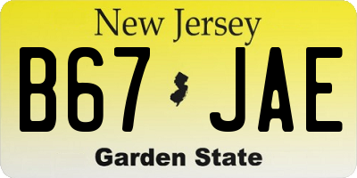 NJ license plate B67JAE