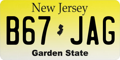 NJ license plate B67JAG