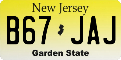 NJ license plate B67JAJ
