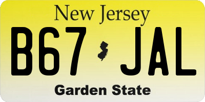 NJ license plate B67JAL