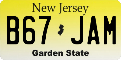 NJ license plate B67JAM