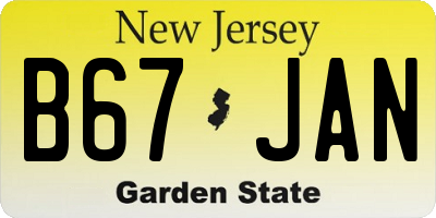 NJ license plate B67JAN