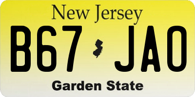 NJ license plate B67JAO