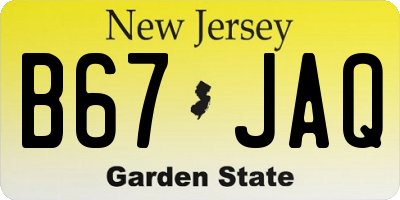 NJ license plate B67JAQ