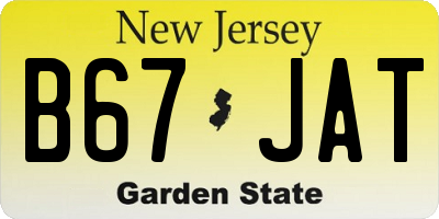 NJ license plate B67JAT