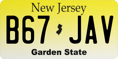 NJ license plate B67JAV