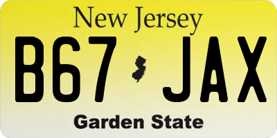 NJ license plate B67JAX