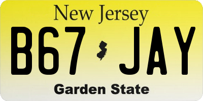 NJ license plate B67JAY