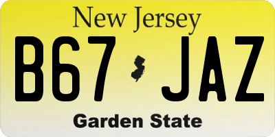 NJ license plate B67JAZ