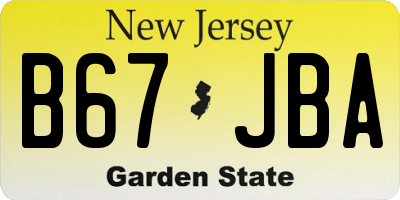 NJ license plate B67JBA