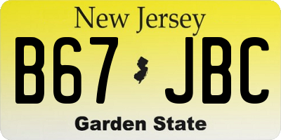 NJ license plate B67JBC