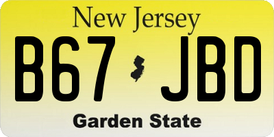 NJ license plate B67JBD