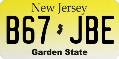 NJ license plate B67JBE