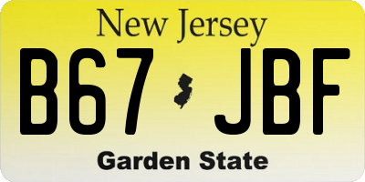 NJ license plate B67JBF