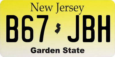 NJ license plate B67JBH