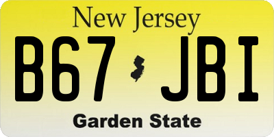 NJ license plate B67JBI