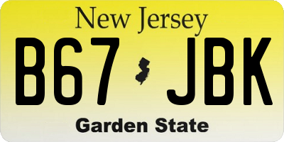 NJ license plate B67JBK