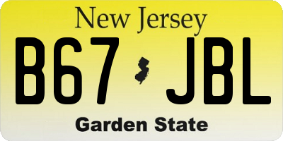 NJ license plate B67JBL