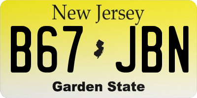 NJ license plate B67JBN