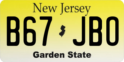 NJ license plate B67JBO